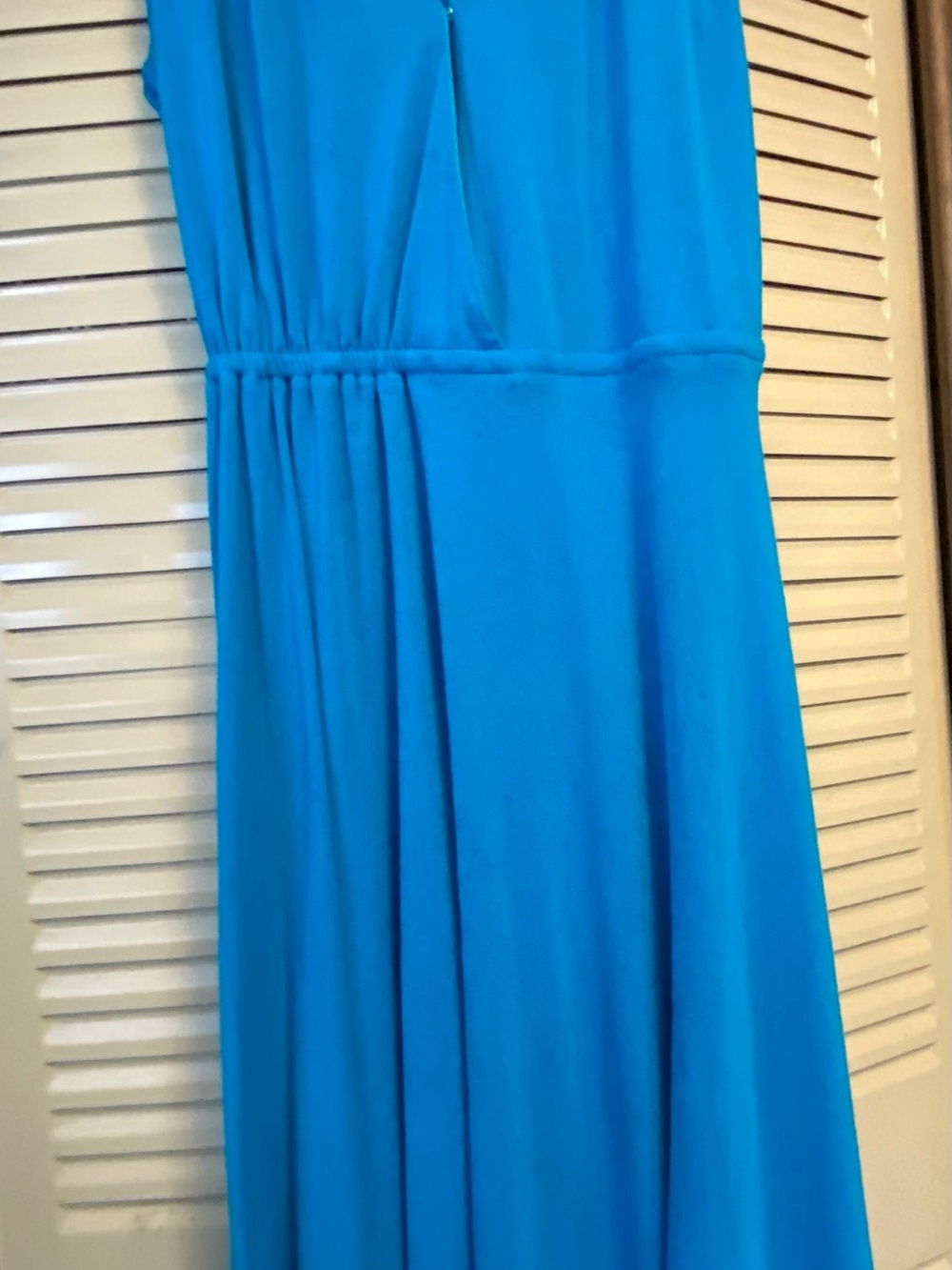 Sleeveless Turquoise Dress with Gathered Waist